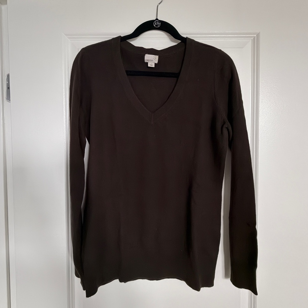 Caslon V-Neck Sweater - Dark Brown